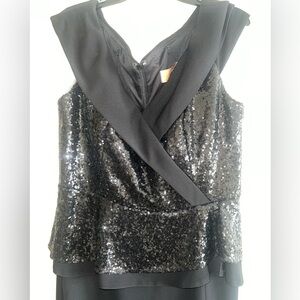 Black Mother of the Bride Sequin Peplum Dress